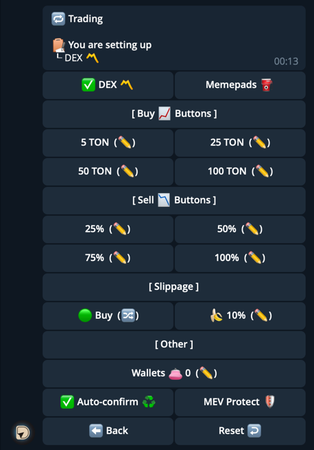 Trade Settings